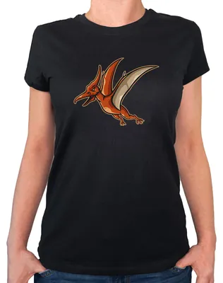 Produktbild von Huuraa Damen T-Shirt Pteranodon Dinosaurier M Black Bio Baumwolle Fairtrade Damenshirt Geschenkidee