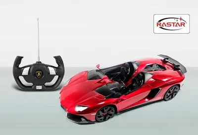 Productafbeelding van Lamborghini Aventador J, rode RASTAR modelauto, schaal 1:12, met afstandsbediening + 2,4 GHz zender