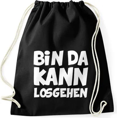 Produktbild von Lustiger Turnbeutel mit Spruch Bin da kann losgehen Moonworks® schwarz unisize