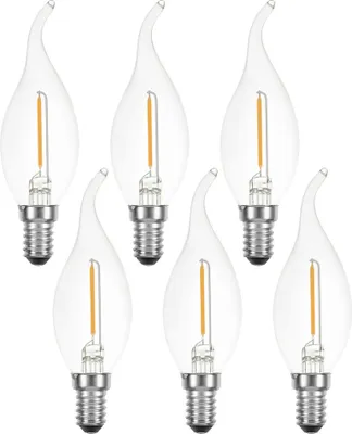 Produktbild von 6 x LED Filament Leuchtmittel Windstoß Kerze 1W = 15W E14 klar 822 extra warmweiß 2200K