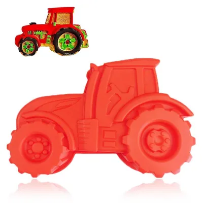 Obrázek produktu pro Silikonová forma ve tvaru traktoru, červená, rozměry 25,5 x 16,5 x 6,8 cm, vhodná pro děti a oslavy