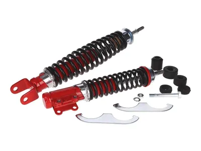 Produktbild von Fahrwerkskit / Stoßdämpfer Satz Carbone Sport rot / schwarz für Vespa PK 50 ab 1990, PK 80/100/125