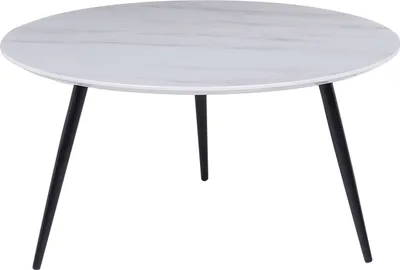 Zdjęcie produktu dla BELIANI Stolik kawowy biały z efektem marmuru i czarnymi metalowymi nogami okrągły na trzech nogach nowoczesny design