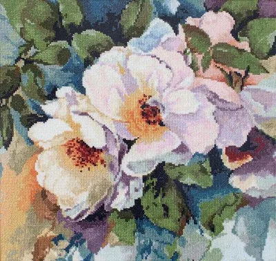 Produktbild von Borduurrei Rosen - Stecknadelset Blumen - Kreativ Entspannen - Großformat Entwurf - 29 x 29 cm - 48 Farben