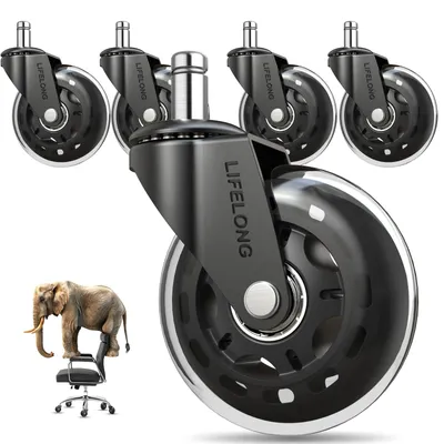 Bürostuhlrollen 5er Set für Teppich & Parkett, 11 mm Achse