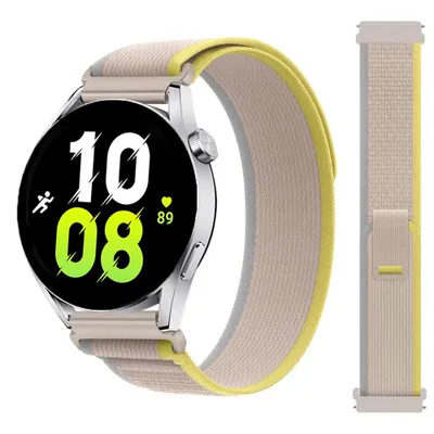 Produktbild von FFO2World 22-mm Trail Loop Nylonarmband – Passend für Samsung Watch 3/46 mm, Gear S3, Polar Vantage/Grit X, Garmin Vivoactive 4, Huawei GT 6 – Gelb