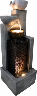 Produktbild von Großer Gartenbrunnen 109 cm mit LED Beleuchtung Springbrunnen Kaskade Wasserspiel Gartendekoration Wasserwand Terrassenbrunnen