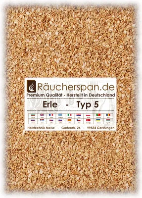 Produktbild von Räucherraspel von räucherspan.de - jetzt auch bei Kaufland - für Borniak Öfen - Erle Typ 5, 4kg