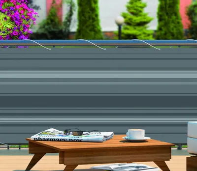 Produktbild von Balkonschutz Sichtschutz 6mx90cm grau-gestreift mit Kordel 300820122-HE