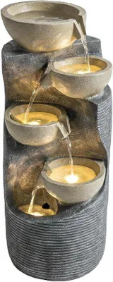 Productafbeelding van Tuinfontein - Waterspel Decoratie - Ontspanning Creëren - Verstelbare Waterstroom - 33 x 31 x 80 cm - Steenlook