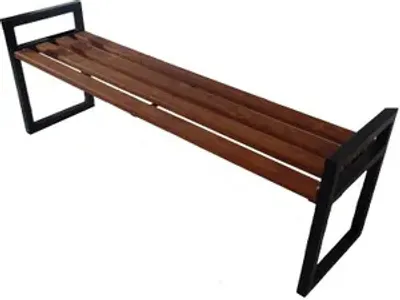 Produktbild von Gartenbank ohne Rückenlehne Parkbank Gartenmöbel Holzbank 180x60cm Metall Holz Garten Bank Sitzbank Möbel