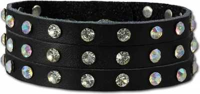 Image de SilberDream Bracelet en cuir Bijoux de bras noir zirconium Femme LAC222S