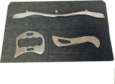 Produktbild von Set aus Gua Sha-Massagegeräten aus medizinischem Edelstahl, IASTM-Werkzeugset, zur Behandlung von Weichteilgewebe, geeignet für Rücken, Arme, Beine und Schulter (2-teiliges Set)
