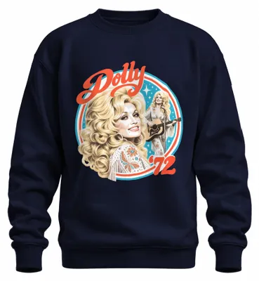 Immagine prodotto di Felpa con cappuccio, taglia M, colore blu navy, con la scritta "Dolly Parton, 72, leggenda della musica country, Nashville"
