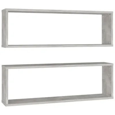 Immagine prodotto di vidaXL Mensole a cubo 2 pz. Grigio cemento 80x15x26,5 cm Materiale a base di legno