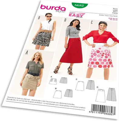 Imagen del producto de Patrón Burda 6682: Falda en forma de A, minifalda, falda larga
