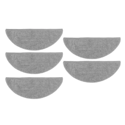 Five gray microfiber mopping pads arranged in a grid.