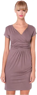 Produktbild von Damen MAMA Minikleid V-Ausschnitt Umstandsmode; Cappuccino XL/XXL 42/44