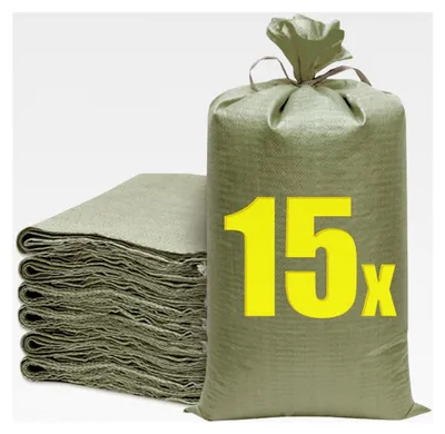 Produktbild von Gewebesäcke, 15 Stück Sandsäcke für Hochwasserschutz, 60x102 cm, Bauschuttsäcke, Big Pack Sack für Gartenabfälle und Hochwasserschutz