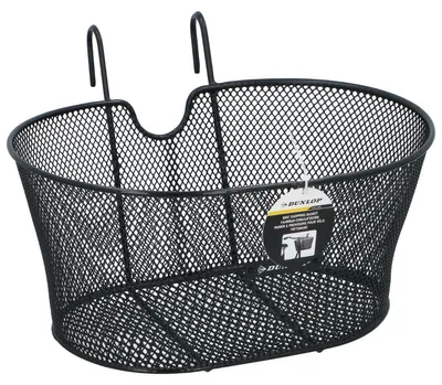 Image de Panier vélo Dunlop 12 litres - avec crochet de suspension - Adapté à tous les vélos de ville - Aluminium - Noir