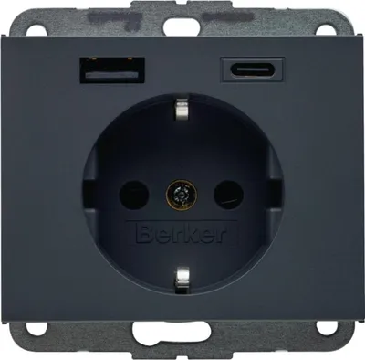 Produktbild von HAGER Berker K.1 SCHUKO-Steckdose K USB-A/C PD 20 W anthrazit matt lackiert