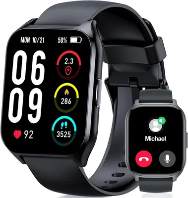 Produktbild von Vtkp Smartwatch 2.1 Zoll HD Touchscreen mit Bluetooth Anrufen 110+ Sportmodi Fitness und Schlaf Tracker Herzfrequenz wasserdicht iOS & Android