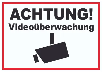 Produktbild von Achtung Videoüberwachung Kameraüberwachung Aufkleber A8 (52x74mm)