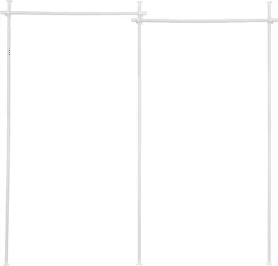 Image de Support pour rideau de séparation - Tige télescopique autoportante - Sans perçage - Réglable de 122 à 305 cm - Acier au carbone - Blanc