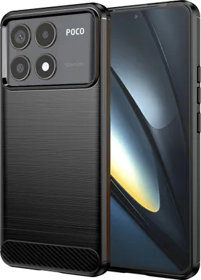 Produktbild von Techsuit Carbon Silicone Back Cover Hülle für Xiaomi Poco F6 Pro - Schwarz