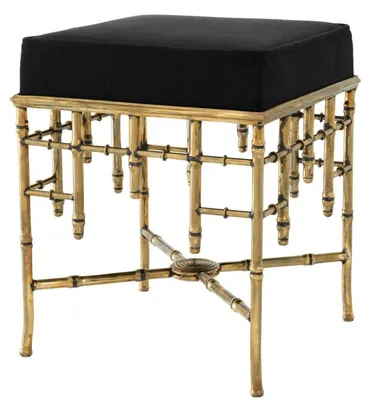 Immagine prodotto di Sgabello di design Casa Padrino ottone vintage / nero 40 x 40 x h. 48,5 cm - sgabello