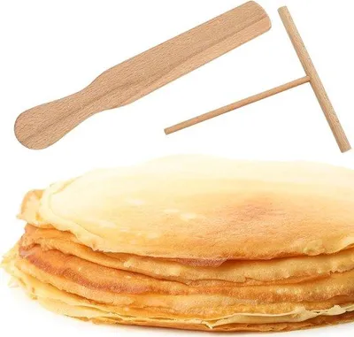 Produktbild von Famanu Pfannkuchenteiler Set – 2 Stück aus Buchenholz, T-förmige Crêpesverteiler