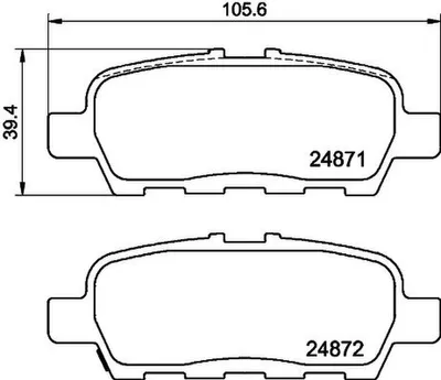 Produktbild von HELLA Bremsbeläge Satz Hinten Bremsklötze für SUZUKI Grand Vitara II SUV (JT, TE, TD) 8DB 355 014-561