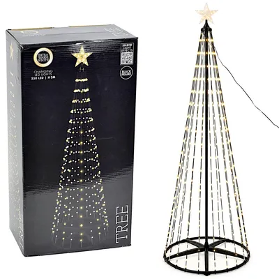 Immagine prodotto di Albero di Natale a LED, 300 cm di altezza, 550 LED, luce bianco caldo, con telecomando e trasformatore IP44, colore nero, adatto per interni ed esterni