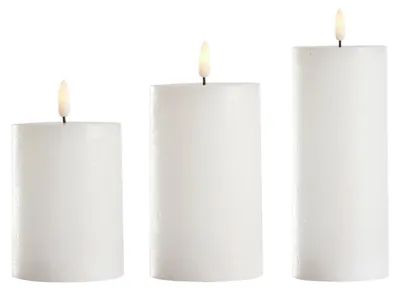 Produktbild von LED-Kerzen 3er-Set für Innen und Außen, je 28 cm breit und 22 cm hoch