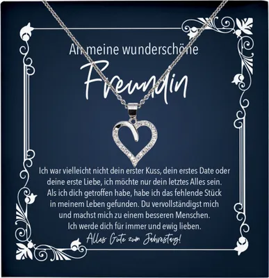 Produktbild von 22Feels Echt Silber Halskette - An Meine Wunderschöne Freundin - Jahrestag Geschenk Schmuck Set Frauen Romantisch Erster Valentinstag Sie - Herz Anhänger, Karte