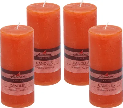 Produktbild von 4er Set Adventskranzkerzen "Raureif" Dunkelorange 150/68 mm