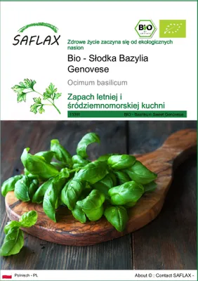 Zdjęcie produktu dla SAFLAX - Bio - Słodka Bazylia Genovese - 800 Nasiona - Ocimum basilicum