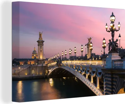 Obrázok produktu pre OneMillionCanvasses® - Plátno - 140x90 cm, Paríž - Most - Obloha, Nástenná umelecká dekorácia - Fotografia na plátne - Maľba na drevenom ráme