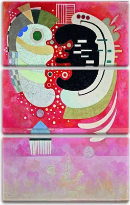 Produktbild von Leinwandbild 3-teilig (80x120cm): Wassily Kandinsky - Zwischen Zweien (1934), echter Holz-Keilrahmen inkl. Aufhänger, handgefertigt in Deutschland
