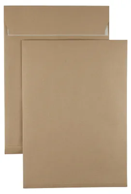 Produktbild von Kaenguruh B4 Faltentasche, mit Haftklebung Abdeckstreifen Natron / Recycling braun 130g, Stehboden + Faltenbreite 20 mm