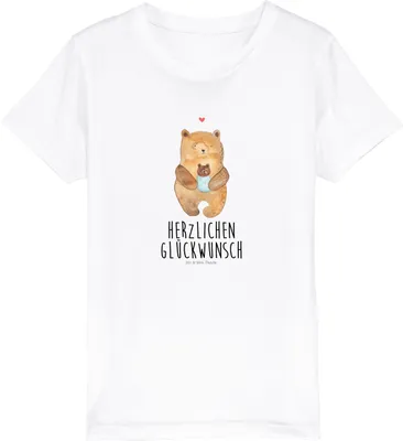 Produktbild von Mr. & Mrs. Panda Kleinkinder T-Shirt Bär Baby 5-6 Jahre (110/116) - Weiß - Geschenk, Teddy, Bio Kinder, Nichte, Glückwunsch, Organic, Kindershirt, Teenager, Taufe