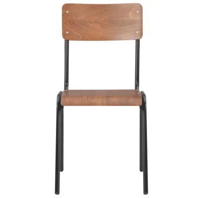 Image de vidaXL Chaises de salle à manger 2 pcs. Marron Contreplaqué massif Acier