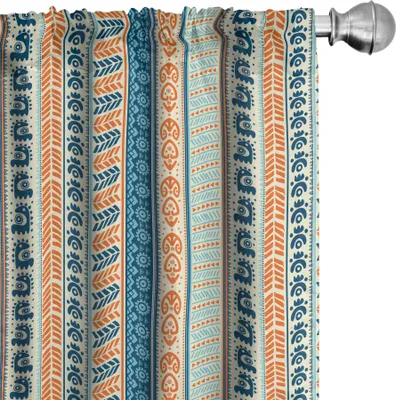 Produktbild von ABAKUHAUS Tibal Vorhänge, Gardinen, Aztekisches altes Weinlese-ethnisches Muster mit Ureinwohner-Volkszahl-Handwerker-Kunst, 2 Stück 75 x 225 cm, Merigold Blau