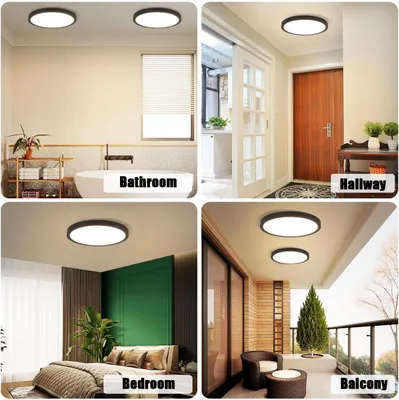Produktbild von ZMH LED Deckenleuchte Schwarz Flach Deckenlampe 23cm Neutralweiß 18W Deckenbeleuchtung für  Schlafzimmer Küche Flur