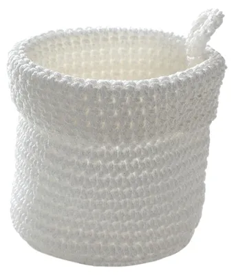 Image de CALICOSY - Panier rond maille crochet blanc 12x10cm