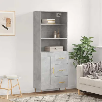 Produktbild von vidaXL Highboard Betongrau 69,5x34x180 cm Holzwerkstoff
