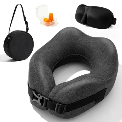 Obrázek produktu pro Omgoods – Ergonomická cestovní podpora krku s 3D maskou na oči a cestovní taškou – ideální pro letadlo a auto