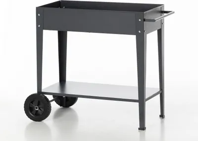 Produktbild von Powertec Garden Metall Hochbeet 2 Räder Anthrazit Blumenbeet