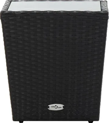 Produktbild von vidaXL Beistelltisch Schwarz 41,5×41,5×43 cm Poly Rattan und Hartglas