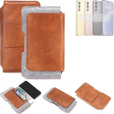 Produktbild von K-S-Trade Handyhülle Schutzhülle kompatibel mit Meizu 20 Gürteltasche Holster Gürtel Tasche Smartphone Tasche Handy Hülle Polyurethan+ Filz, braun (1x)